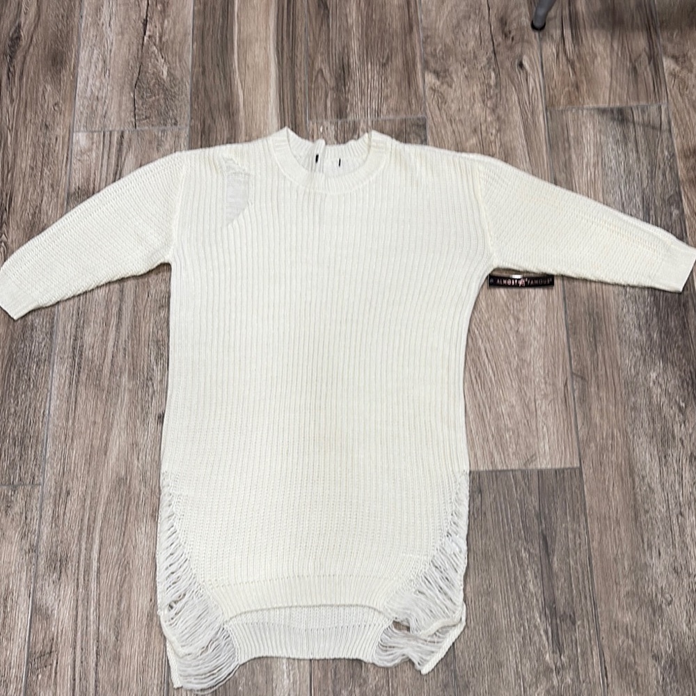 Almost Famous Cream Crew Neck Sweater with Chunky Knit